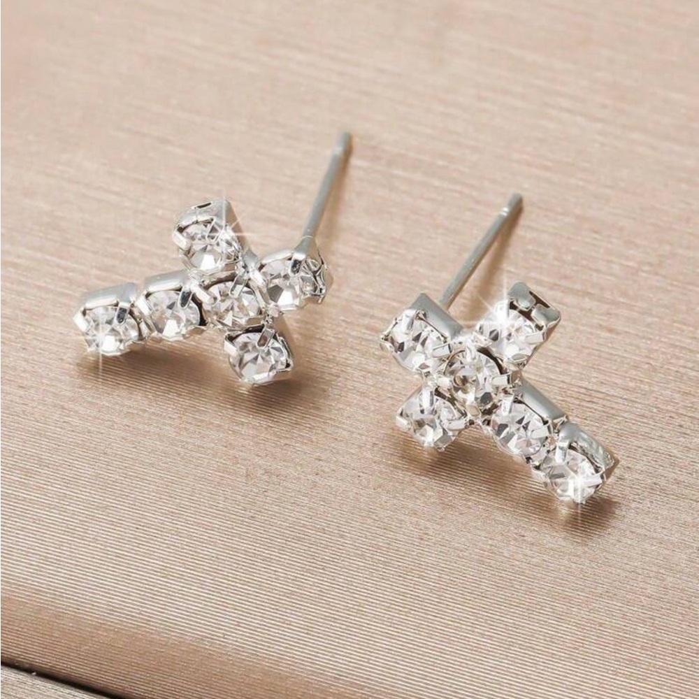 Silver Cross Earrings - Picture 3 of 4